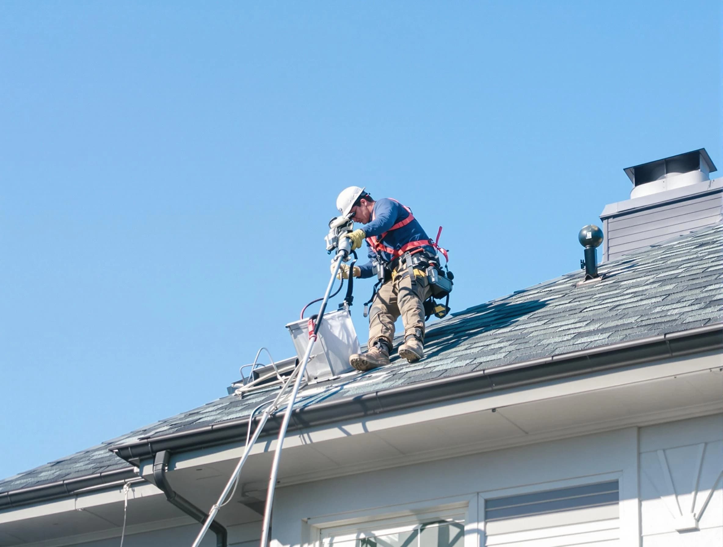 El Monte Dryer Vent Cleaning certified technician cleaning a roof-mounted dryer vent system in El Monte