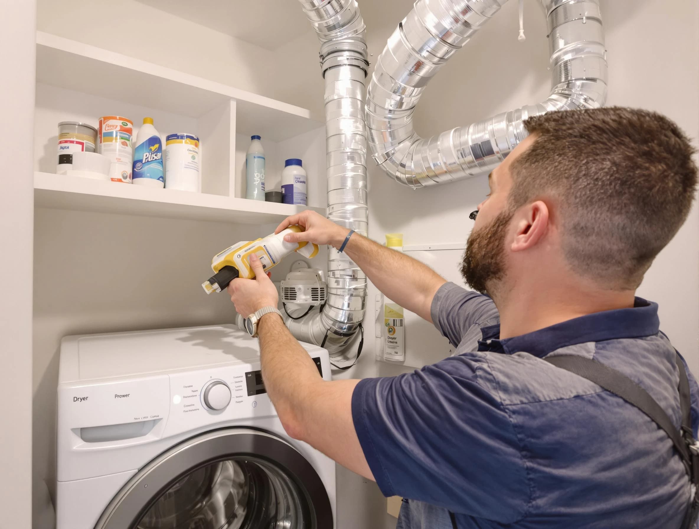 El Monte Dryer Vent Cleaning technician performing dryer vent cleaning at a home in El Monte