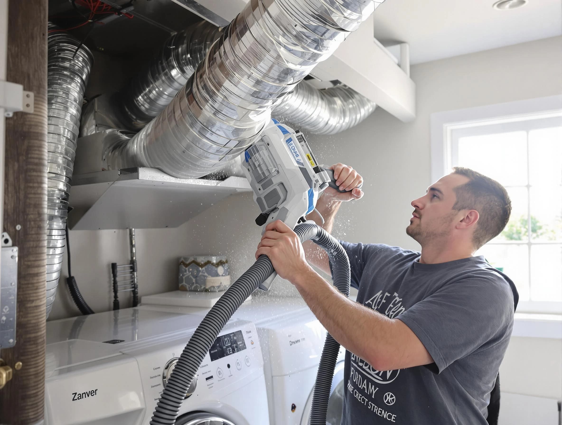 El Monte Dryer Vent Cleaning specialist cleaning deep within a dryer vent duct system in El Monte
