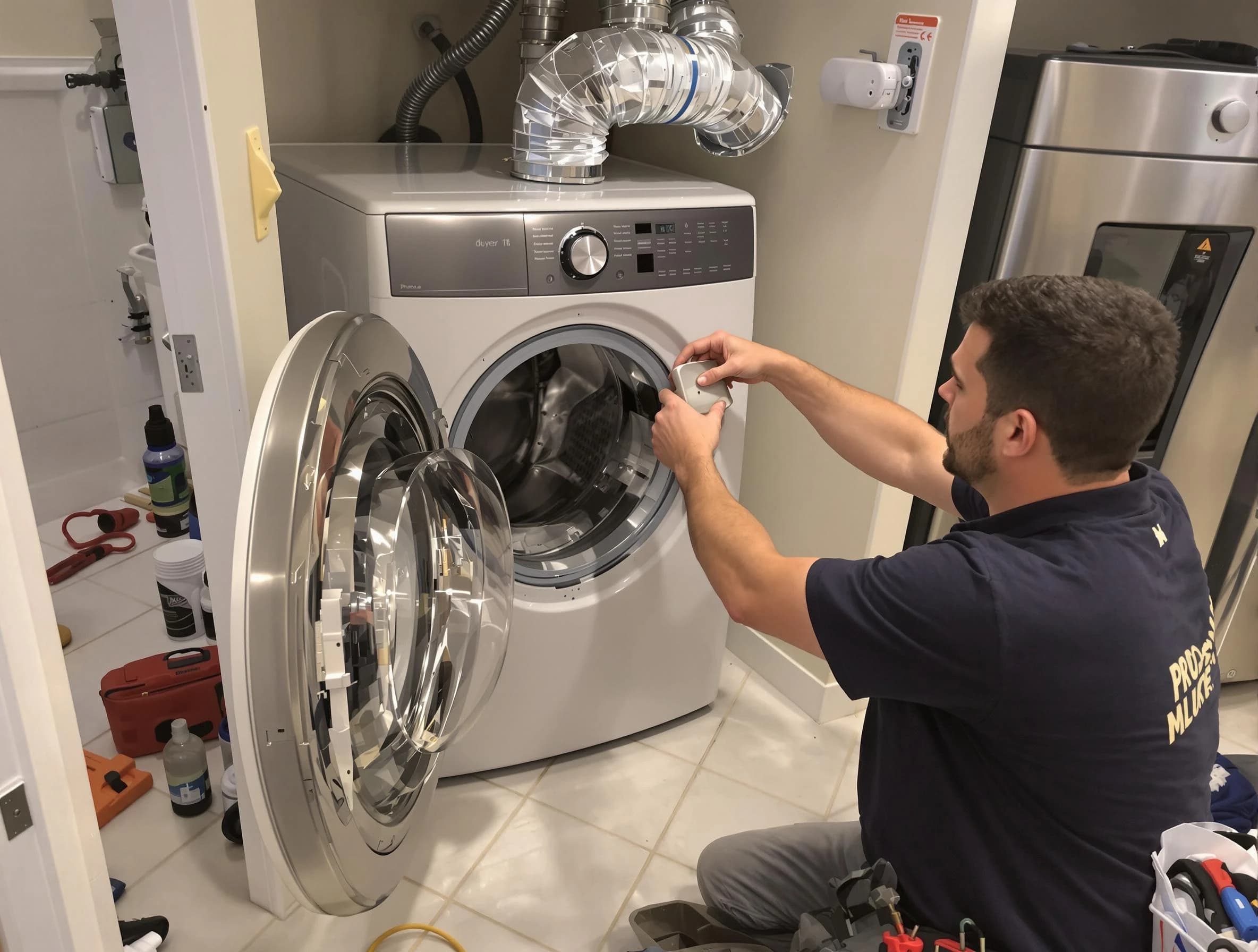 El Monte Dryer Vent Cleaning technician performing precise dryer vent hose installation in El Monte